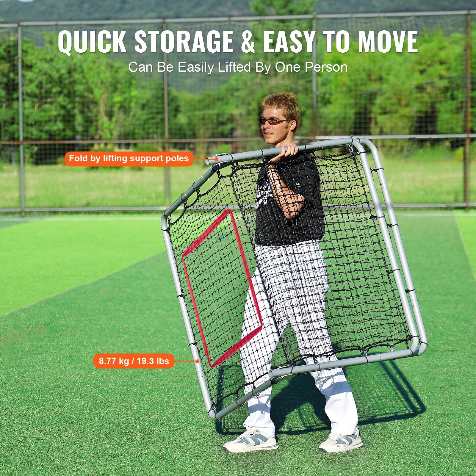 Basketball & Basketball Accessories: VEVOR Baseball And Softball Rebounder Net, 3.5 x 6 ft PitchBack Baseball Pitching Nest, Softball Pitchback Net, Fielding Trainer, Bounce Back Net for Fielding/Throwing Practice, 5 Adjustable Angles
