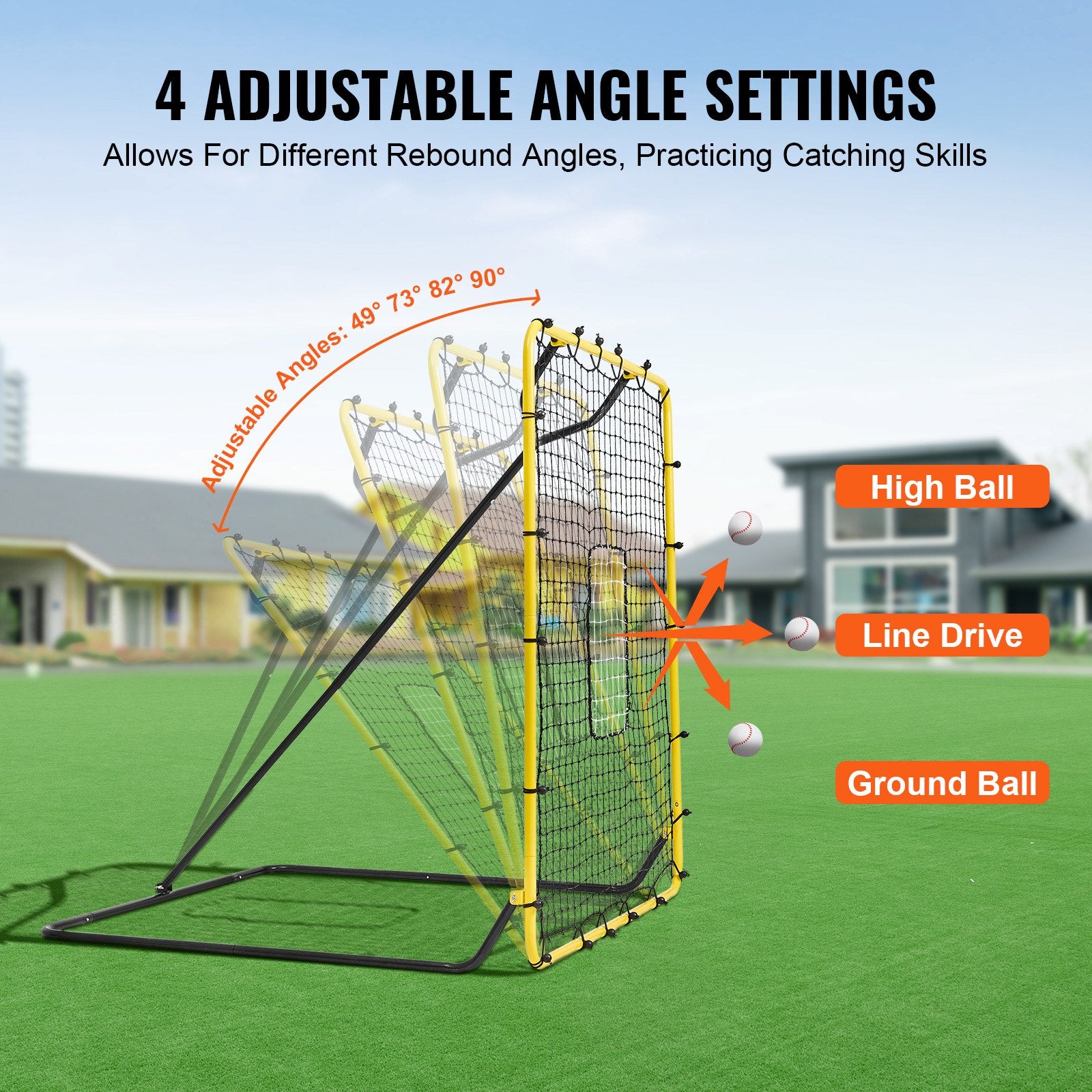 Basketball & Basketball Accessories: VEVOR Baseball And Softball Rebounder Net, 4 x 4.5 Feet PitchBack Baseball Nest for Pitching and Fielding Training, Pitch Return Trainer Rebound Net with Pitching Target, 4 Adjustable Angles