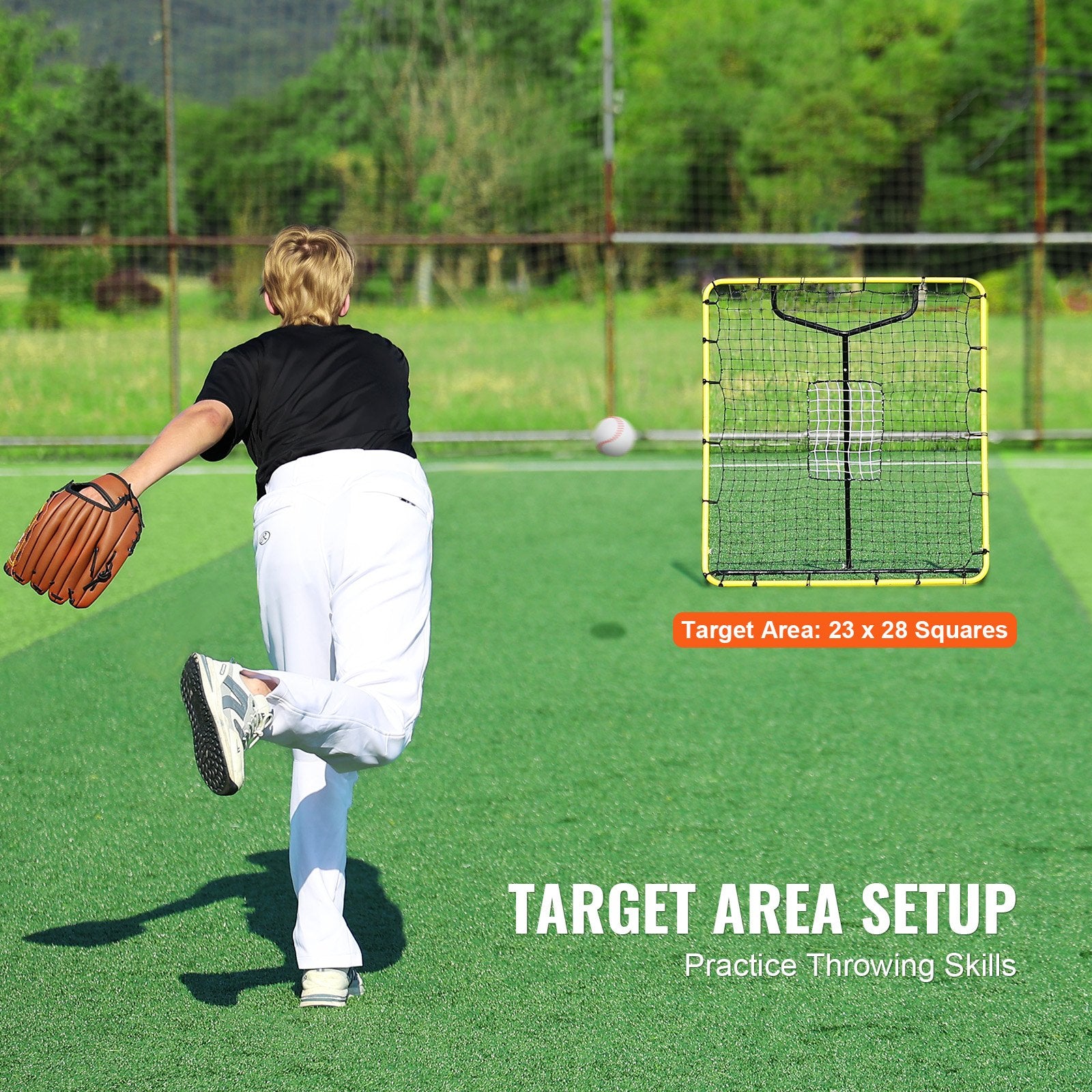 Basketball & Basketball Accessories: VEVOR Baseball And Softball Rebounder Net, 4 x 4.5 Feet PitchBack Baseball Nest for Pitching and Fielding Training, Pitch Return Trainer Rebound Net with Pitching Target, 4 Adjustable Angles