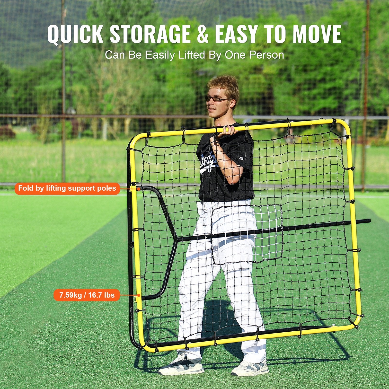 Basketball & Basketball Accessories: VEVOR Baseball And Softball Rebounder Net, 4 x 4.5 Feet PitchBack Baseball Nest for Pitching and Fielding Training, Pitch Return Trainer Rebound Net with Pitching Target, 4 Adjustable Angles