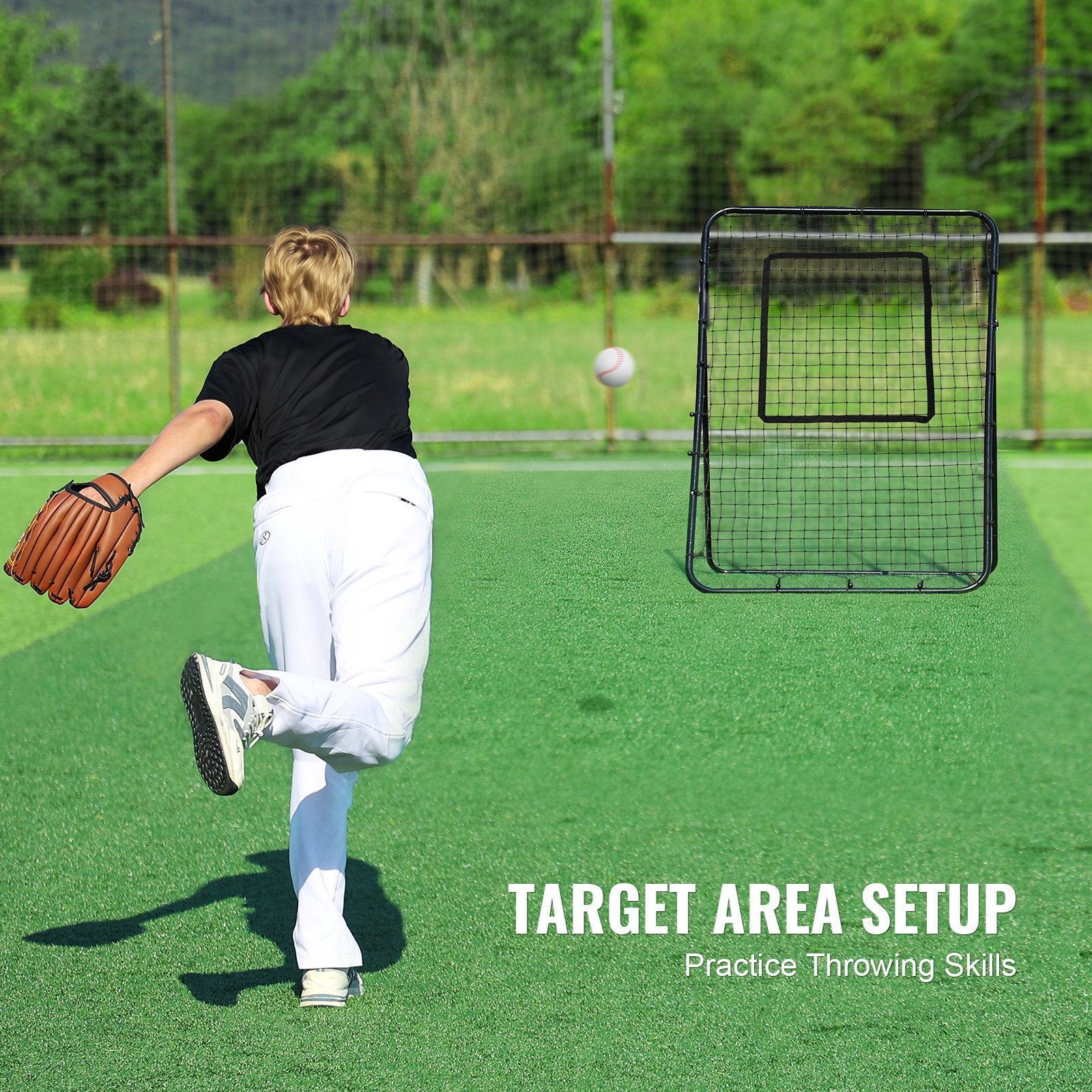 Basketball & Basketball Accessories: VEVOR Baseball And Softball Rebounder Net, 4 x 6 Feet PitchBack Baseball Nest for Pitching and Fielding Training, Pitch Return Trainer Rebound Net with Pitching Target, 4 Adjustable Angles