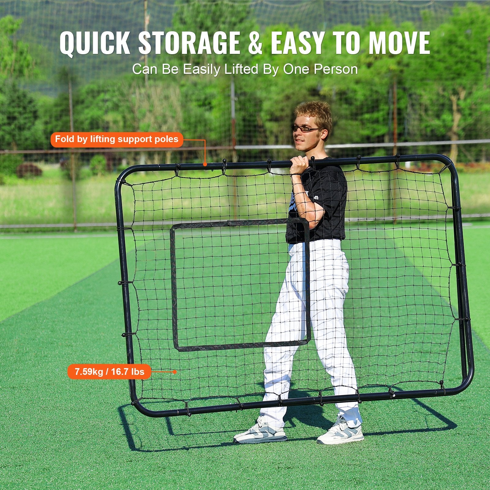 Basketball & Basketball Accessories: VEVOR Baseball And Softball Rebounder Net, 4 x 6 Feet PitchBack Baseball Nest for Pitching and Fielding Training, Pitch Return Trainer Rebound Net with Pitching Target, 4 Adjustable Angles