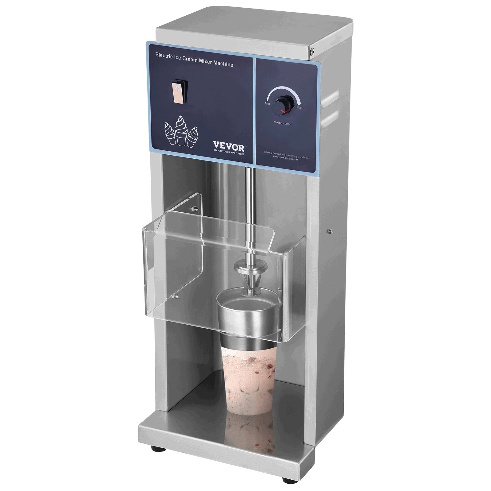 Ice Cream Blender, 400W High-Speed Ice Cream Maker Mixer Stir Machine 4200RPM, Stepless Speed Adjustment, 304 Stainless Steel Ice Cream Shaker, 3 Hand Cups, Make Various Flavors of Ice Cream
