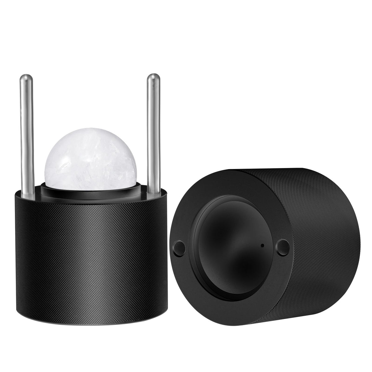 Ice Ball Press Kit, Aviation Aluminum Ice Press with Ice Block Mold, Large Mat, Tong, Drip Tray, One Glass, Round Ice Ball Maker 2.4"/60 mm Ice Sphere, for Whiskey, Cocktail on Party & Holiday