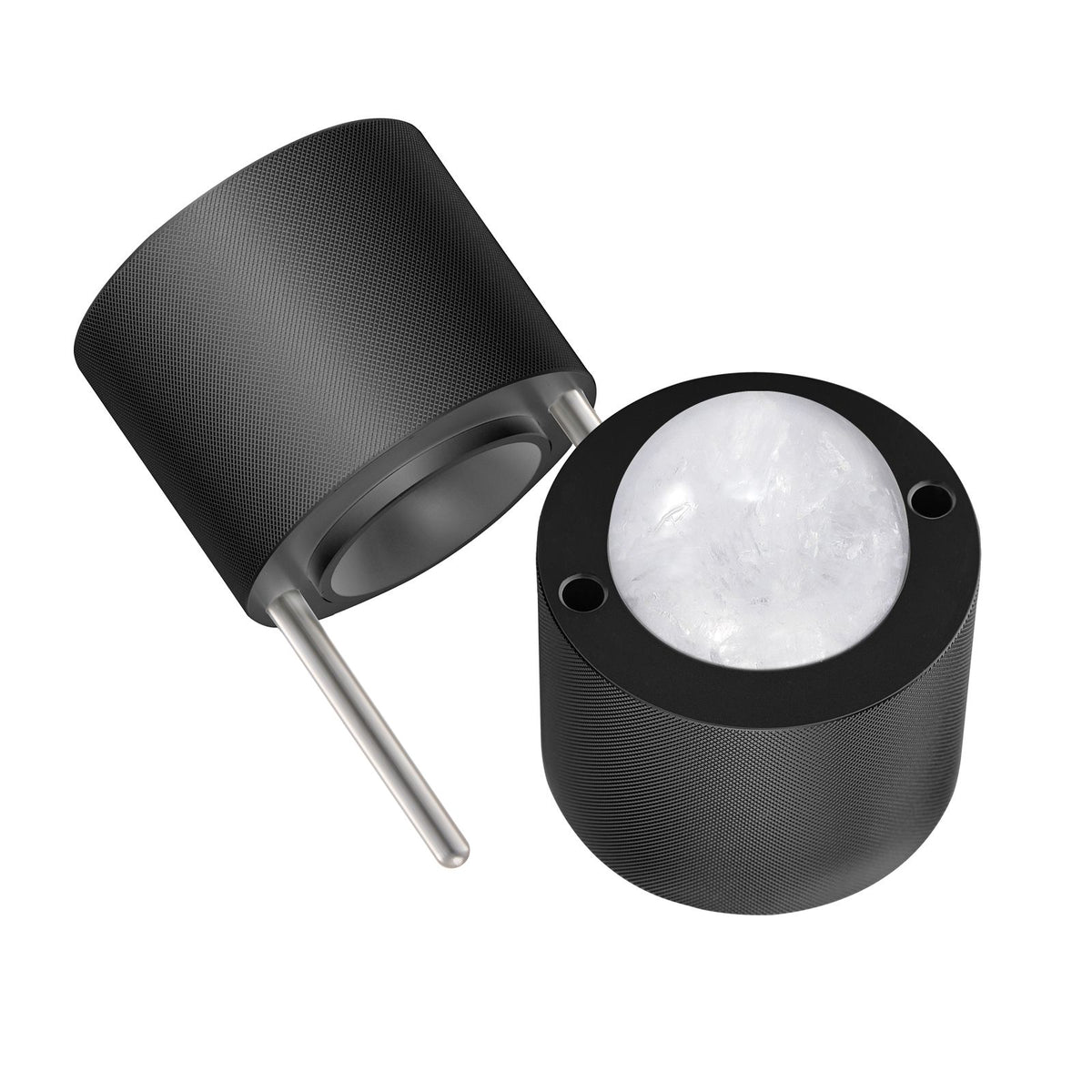 Ice Ball Press Kit, Aviation Aluminum Ice Press with Ice Block Mold, Large Mat, Tong, Drip Tray, One Glass, Round Ice Ball Maker 2.4"/60 mm Ice Sphere, for Whiskey, Cocktail on Party & Holiday