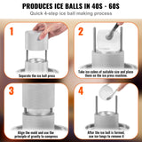 Candle Accessories: VEVOR Ice Ball Press Kit, Aircraft Al Alloy Ice Press with Ice Block Mold, Large Mat, Tong, Drip Tray, One Glass, Round Ice Ball Maker 2.4"/60 mm Ice Sphere, for Whiskey, Cocktail on Party & Holiday