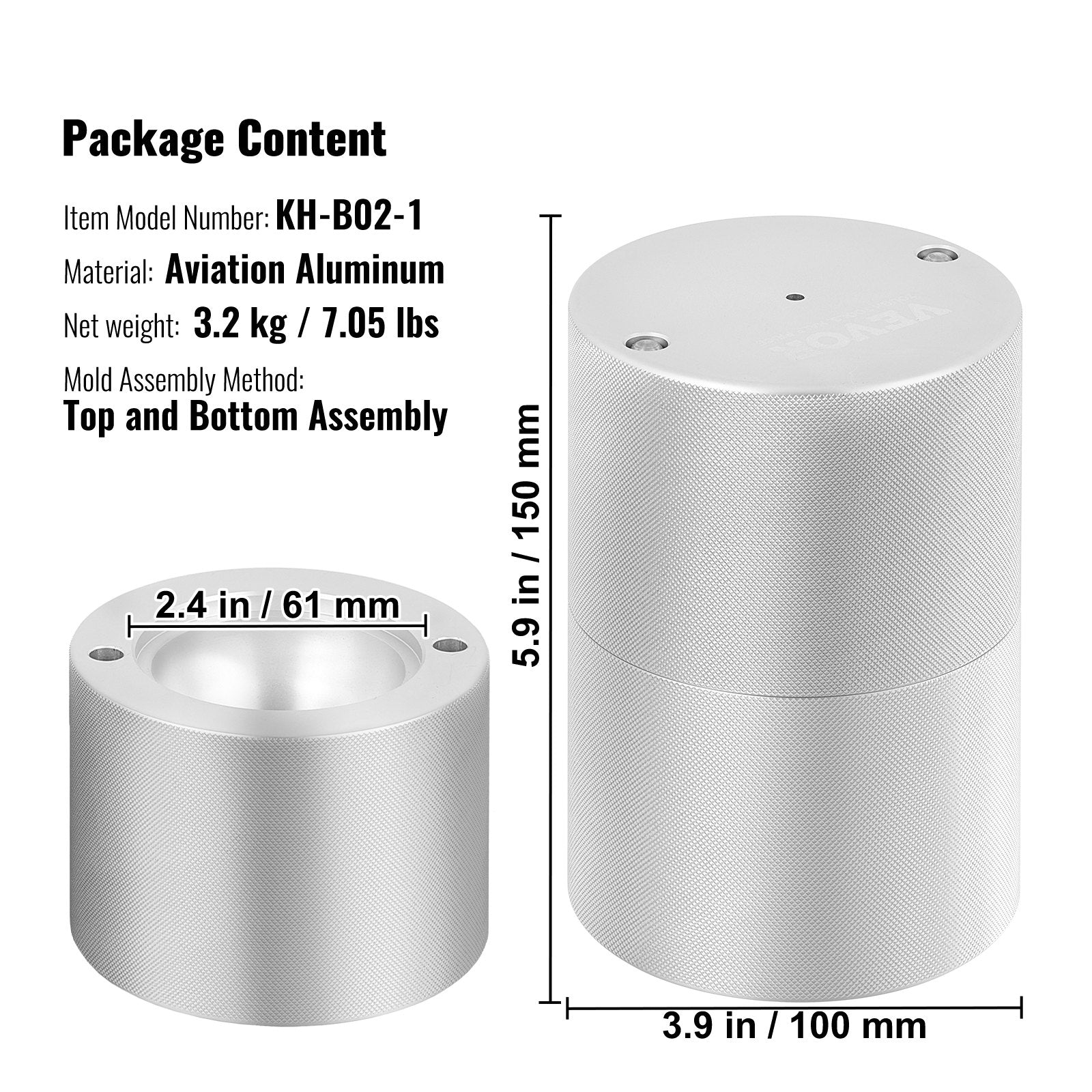 Candle Accessories: VEVOR Ice Ball Press Kit, Aircraft Al Alloy Ice Press with Ice Block Mold, Large Mat, Tong, Drip Tray, One Glass, Round Ice Ball Maker 2.4"/60 mm Ice Sphere, for Whiskey, Cocktail on Party & Holiday