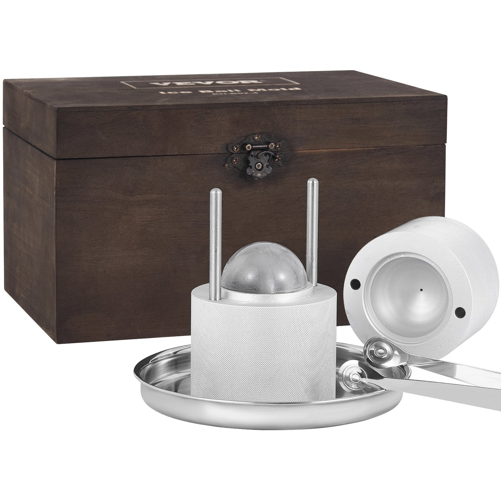 Candle Accessories: VEVOR Ice Ball Press Kit, Aircraft Al Alloy Ice Press with Ice Block Mold, Large Mat, Tong, Drip Tray, One Glass, Round Ice Ball Maker 2.4"/60 mm Ice Sphere, for Whiskey, Cocktail on Party & Holiday