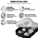 Basketball & Basketball Accessories: VEVOR Ice Cube Trays (Set of 2), 2-in-1 Combo with Silicone Sphere Ice Ball Maker & Large Square Ice Cube Maker with Lid, Reusable Easy Release BPA Free Ice Tray Set for Whiskey Cocktails Bourbon