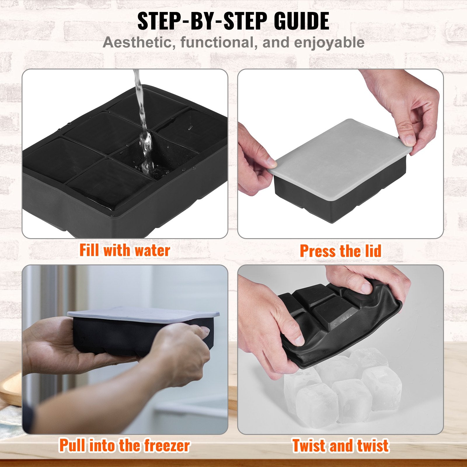 Basketball & Basketball Accessories: VEVOR Ice Cube Trays (Set of 2), 2-in-1 Combo with Silicone Sphere Ice Ball Maker & Large Square Ice Cube Maker with Lid, Reusable Easy Release BPA Free Ice Tray Set for Whiskey Cocktails Bourbon