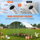 Small Animal Habitats & Cages: VEVOR Chicken Coop, 9.8x6.5x6.5ft Walk-in Large Metal Chicken Run for Yard with Waterproof Cover, Doom Roof Hen House with Security Lock for Outdoor and Backyard, Farm, Duck Rabbit Cage Poultry Pen