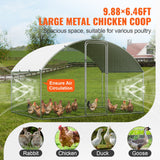Small Animal Habitats & Cages: VEVOR Chicken Coop, 9.8x6.5x6.5ft Walk-in Large Metal Chicken Run for Yard with Waterproof Cover, Doom Roof Hen House with Security Lock for Outdoor and Backyard, Farm, Duck Rabbit Cage Poultry Pen