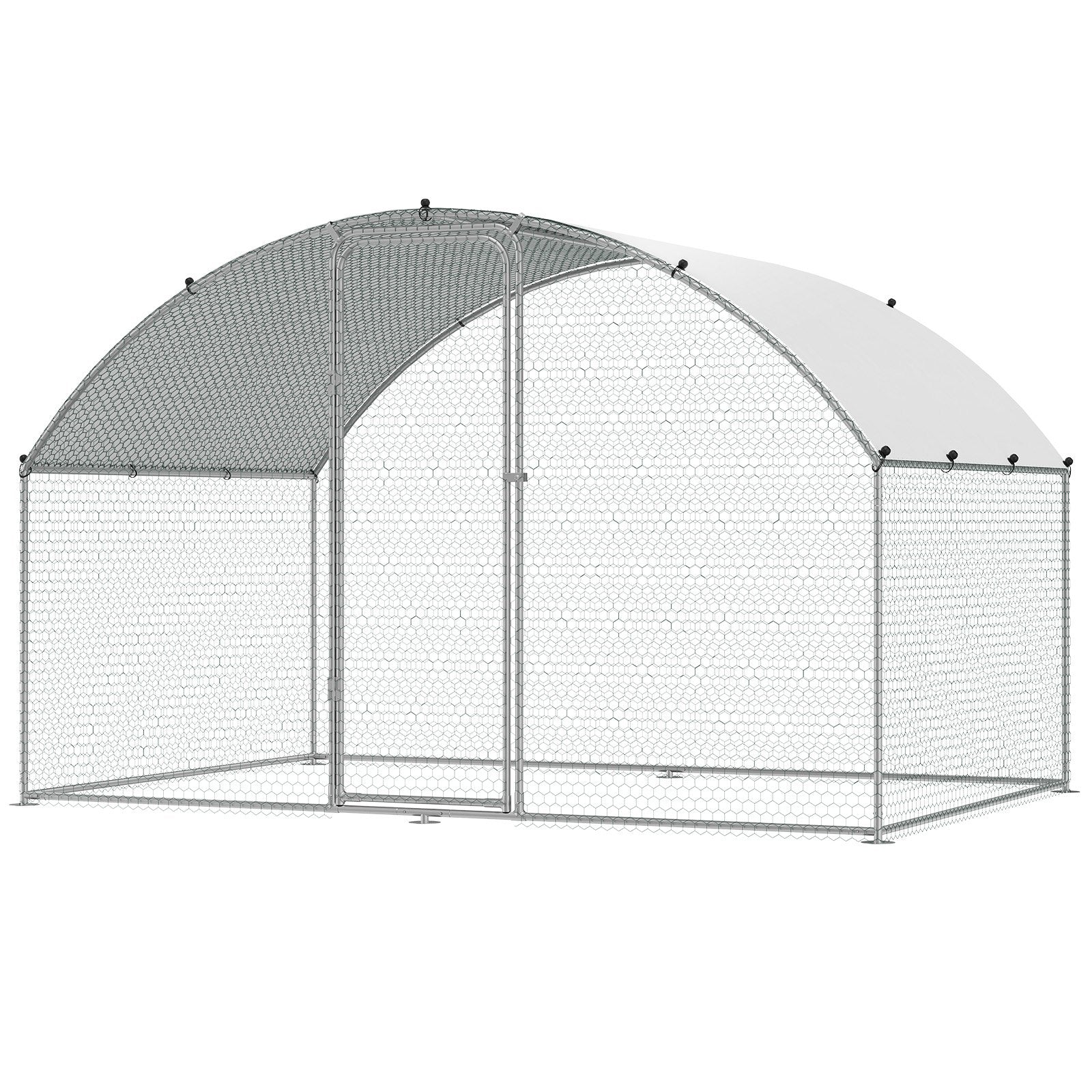 Small Animal Habitats & Cages: VEVOR Chicken Coop, 9.8x6.5x6.5ft Walk-in Large Metal Chicken Run for Yard with Waterproof Cover, Doom Roof Hen House with Security Lock for Outdoor and Backyard, Farm, Duck Rabbit Cage Poultry Pen