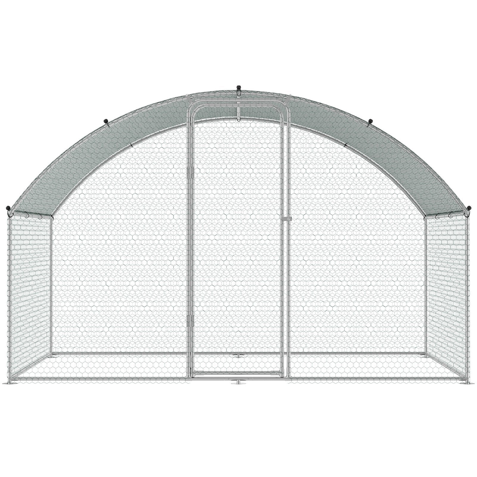 Small Animal Habitats & Cages: VEVOR Chicken Coop, 9.8x6.5x6.5ft Walk-in Large Metal Chicken Run for Yard with Waterproof Cover, Doom Roof Hen House with Security Lock for Outdoor and Backyard, Farm, Duck Rabbit Cage Poultry Pen