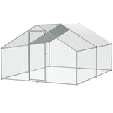Small Animal Habitats & Cages: VEVOR Large Metal Chicken Coop, 3x3.93x1.99 m Walk-in Chicken Runs for Yard with Cover, Spire Roof Hen House with Security Lock for Outdoor and Backyard, Farm, Duck Rabbit Cage Poultry Pen