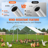 Small Animal Habitats & Cages: VEVOR Large Metal Chicken Coop, 3x3.93x1.99 m Walk-in Chicken Runs for Yard with Cover, Spire Roof Hen House with Security Lock for Outdoor and Backyard, Farm, Duck Rabbit Cage Poultry Pen