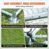 Small Animal Habitats & Cages: VEVOR Large Metal Chicken Coop, 3x3.93x1.99 m Walk-in Chicken Runs for Yard with Cover, Spire Roof Hen House with Security Lock for Outdoor and Backyard, Farm, Duck Rabbit Cage Poultry Pen