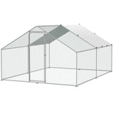 Small Animal Habitats & Cages: VEVOR Large Metal Chicken Coop, 3x3.93x1.99 m Walk-in Chicken Runs for Yard with Cover, Spire Roof Hen House with Security Lock for Outdoor and Backyard, Farm, Duck Rabbit Cage Poultry Pen