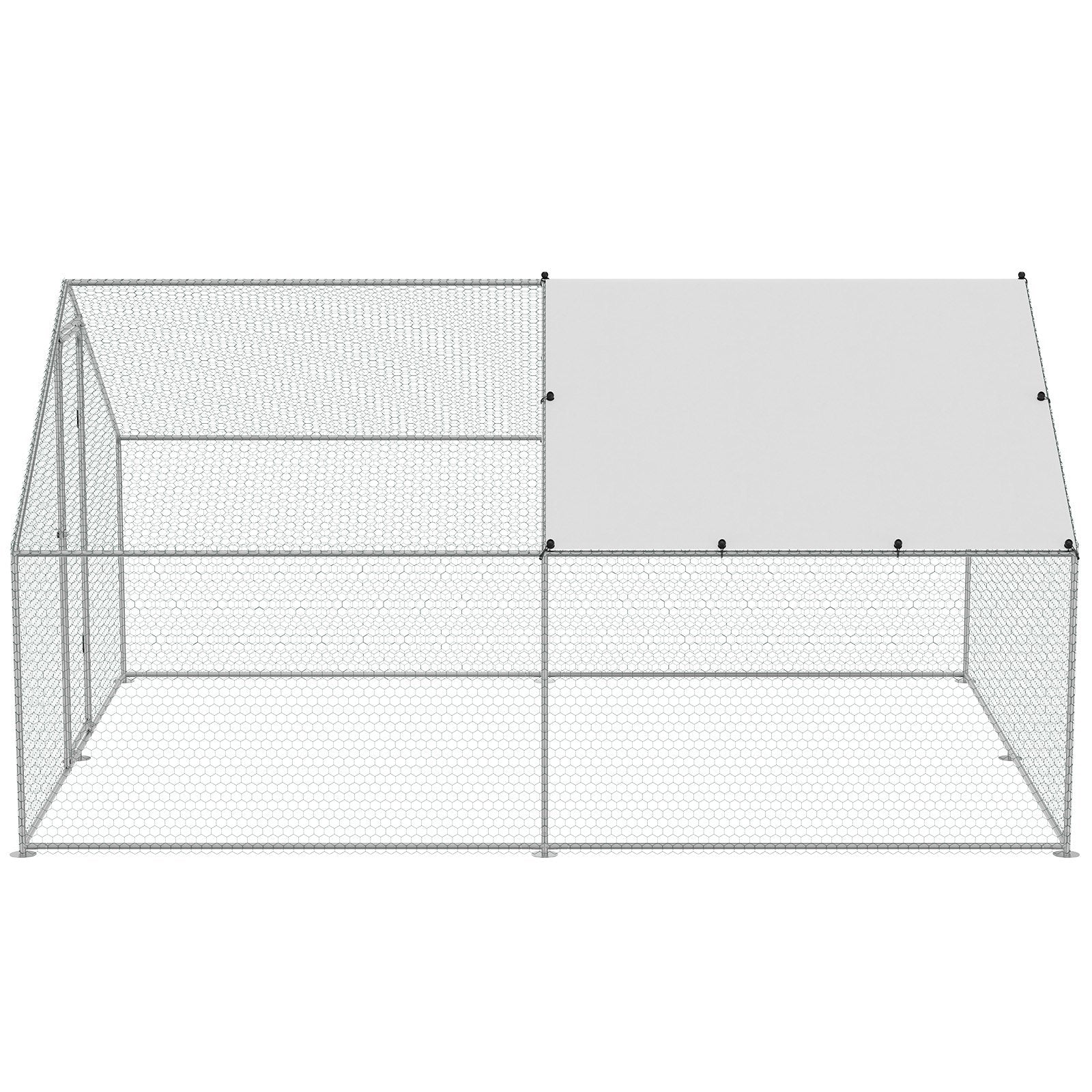 Small Animal Habitats & Cages: VEVOR Large Metal Chicken Coop, 3x3.93x1.99 m Walk-in Chicken Runs for Yard with Cover, Spire Roof Hen House with Security Lock for Outdoor and Backyard, Farm, Duck Rabbit Cage Poultry Pen