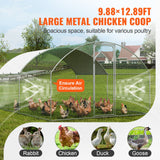 Small Animal Habitats & Cages: VEVOR Large Metal Chicken Coop, 9.8x12.9x6.5 ft Walk in Chicken Run for Yard with Waterproof Cover, Doom Roof Hen House with Security Lock for Outdoor and Backyard, Farm, Duck Rabbit Cage Poultry Pen
