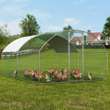 Small Animal Habitats & Cages: VEVOR Large Metal Chicken Coop, 9.8x12.9x6.5 ft Walk in Chicken Run for Yard with Waterproof Cover, Doom Roof Hen House with Security Lock for Outdoor and Backyard, Farm, Duck Rabbit Cage Poultry Pen