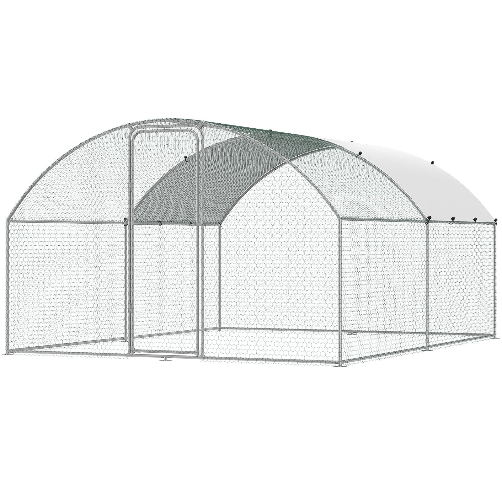 Small Animal Habitats & Cages: VEVOR Large Metal Chicken Coop, 9.8x12.9x6.5 ft Walk in Chicken Run for Yard with Waterproof Cover, Doom Roof Hen House with Security Lock for Outdoor and Backyard, Farm, Duck Rabbit Cage Poultry Pen