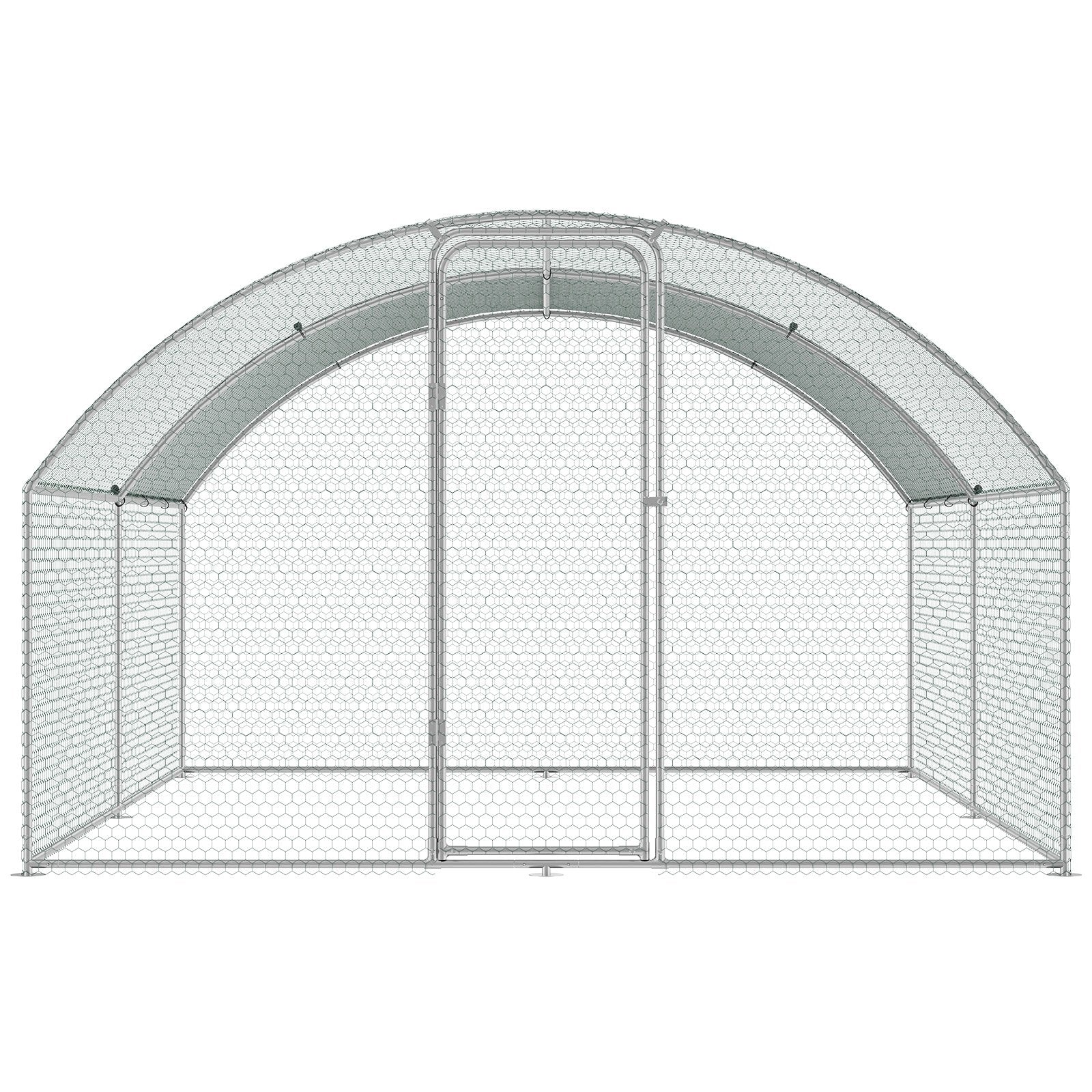Small Animal Habitats & Cages: VEVOR Large Metal Chicken Coop, 9.8x12.9x6.5 ft Walk in Chicken Run for Yard with Waterproof Cover, Doom Roof Hen House with Security Lock for Outdoor and Backyard, Farm, Duck Rabbit Cage Poultry Pen