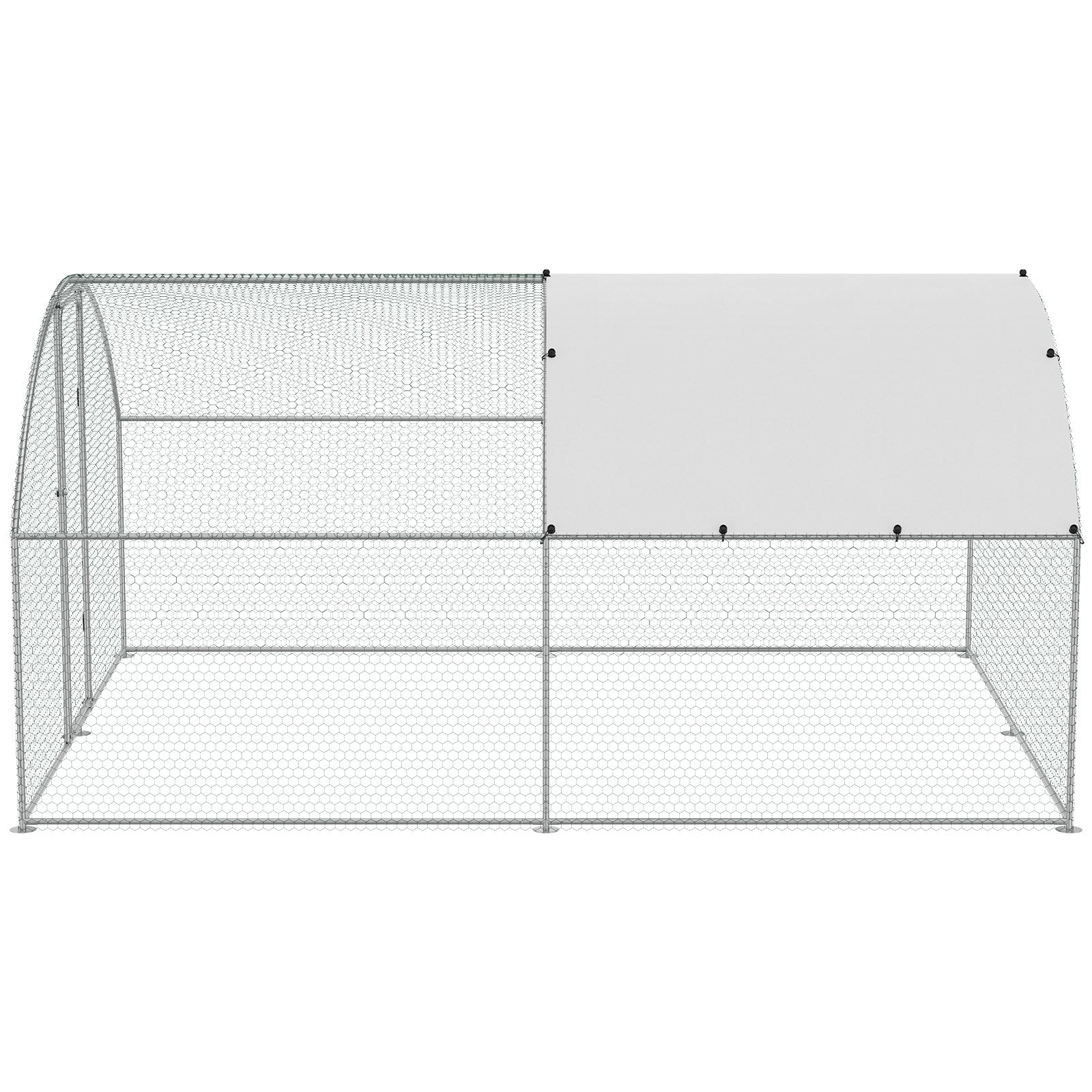 Small Animal Habitats & Cages: VEVOR Large Metal Chicken Coop, 9.8x12.9x6.5 ft Walk in Chicken Run for Yard with Waterproof Cover, Doom Roof Hen House with Security Lock for Outdoor and Backyard, Farm, Duck Rabbit Cage Poultry Pen