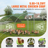 Small Animal Habitats & Cages: VEVOR Large Metal Chicken Coop with Run, 9.8x19.3x6.5 ft Walk-in Chicken Runs for Yard with Cover, Doom Roof Hen House with Security Lock for Outdoor and Backyard, Farm, Duck Rabbit Cage Poultry Pen