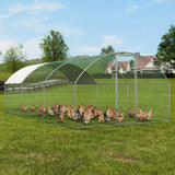 Small Animal Habitats & Cages: VEVOR Large Metal Chicken Coop with Run, 9.8x19.3x6.5 ft Walk-in Chicken Runs for Yard with Cover, Doom Roof Hen House with Security Lock for Outdoor and Backyard, Farm, Duck Rabbit Cage Poultry Pen