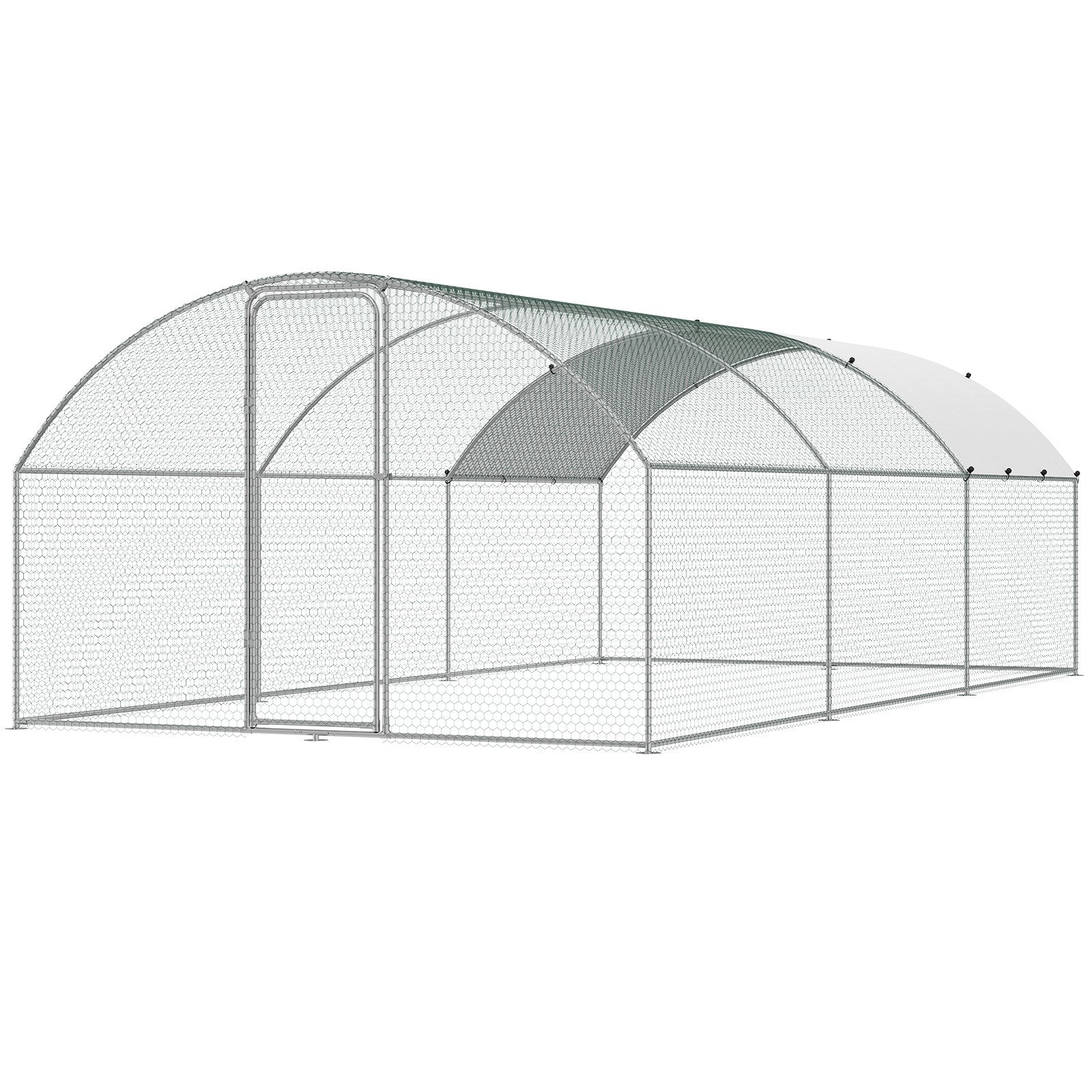 Large Metal Chicken Coop with Run, 9.8x19.3x6.5 ft Walk-in Chicken Runs for Yard with Cover, Doom Roof Hen House with Security Lock for Outdoor and Backyard, Farm, Duck Rabbit Cage Poultry Pen
