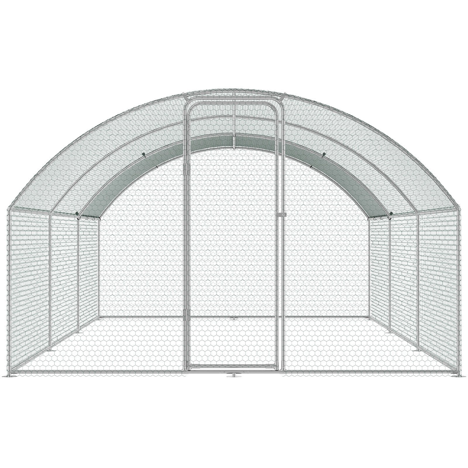 Large Metal Chicken Coop with Run, 9.8x19.3x6.5 ft Walk-in Chicken Runs for Yard with Cover, Doom Roof Hen House with Security Lock for Outdoor and Backyard, Farm, Duck Rabbit Cage Poultry Pen