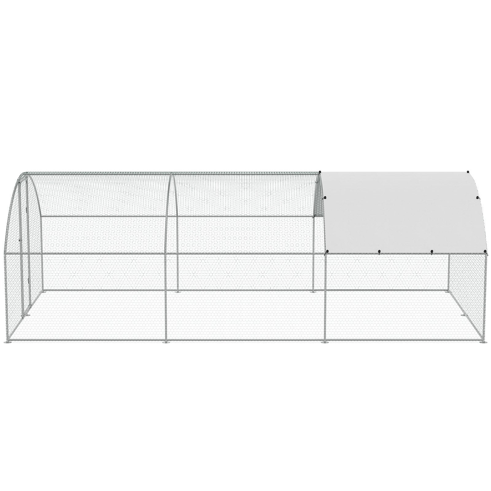 Large Metal Chicken Coop with Run, 9.8x19.3x6.5 ft Walk-in Chicken Runs for Yard with Cover, Doom Roof Hen House with Security Lock for Outdoor and Backyard, Farm, Duck Rabbit Cage Poultry Pen