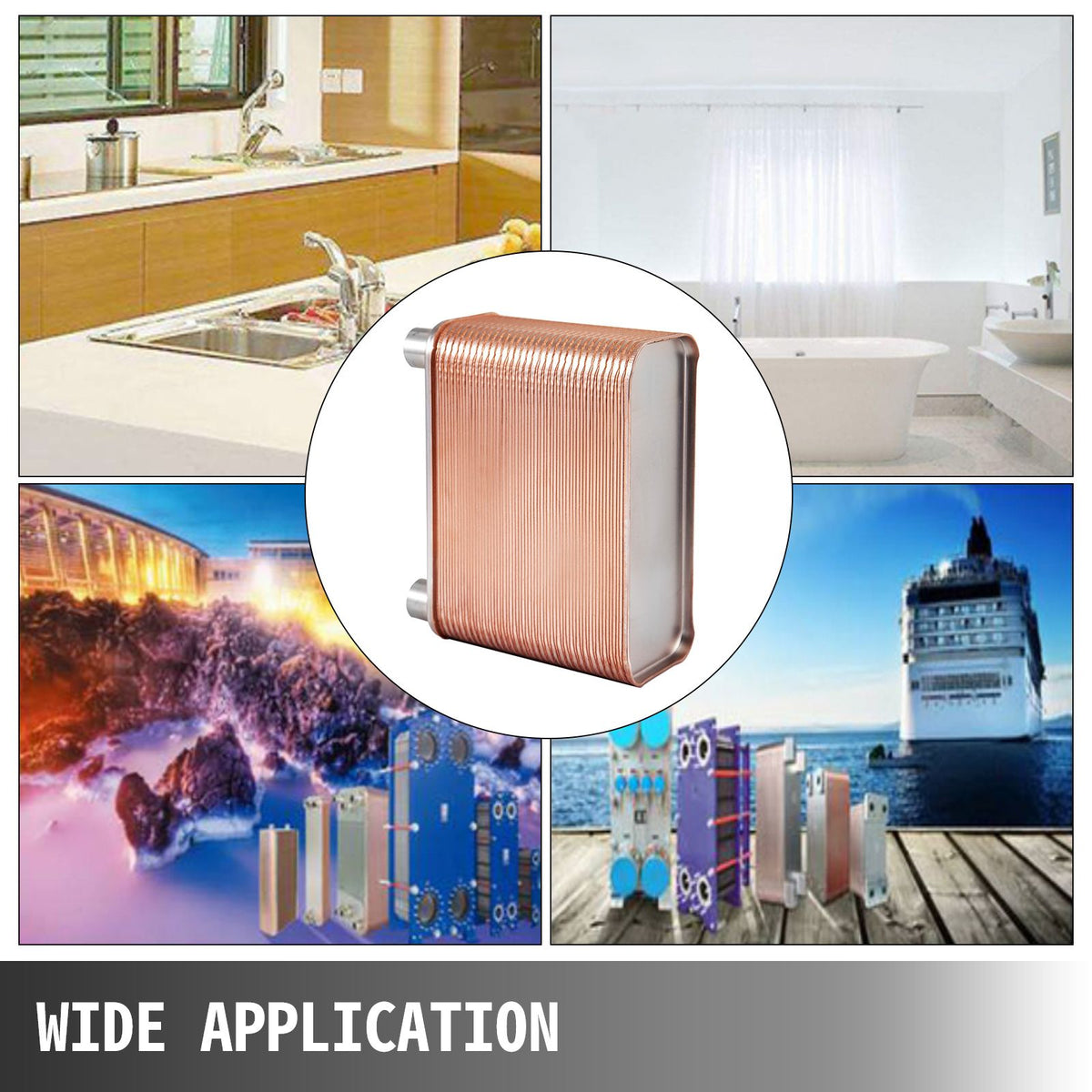 Heat Exchanger 3"x7.5" 60 Plates Brazed Plate Heat Exchanger 316L 1/2" BSP FPT Heat Exchanger EATB12 Beer Wort Chiller for Hydronic Heating
