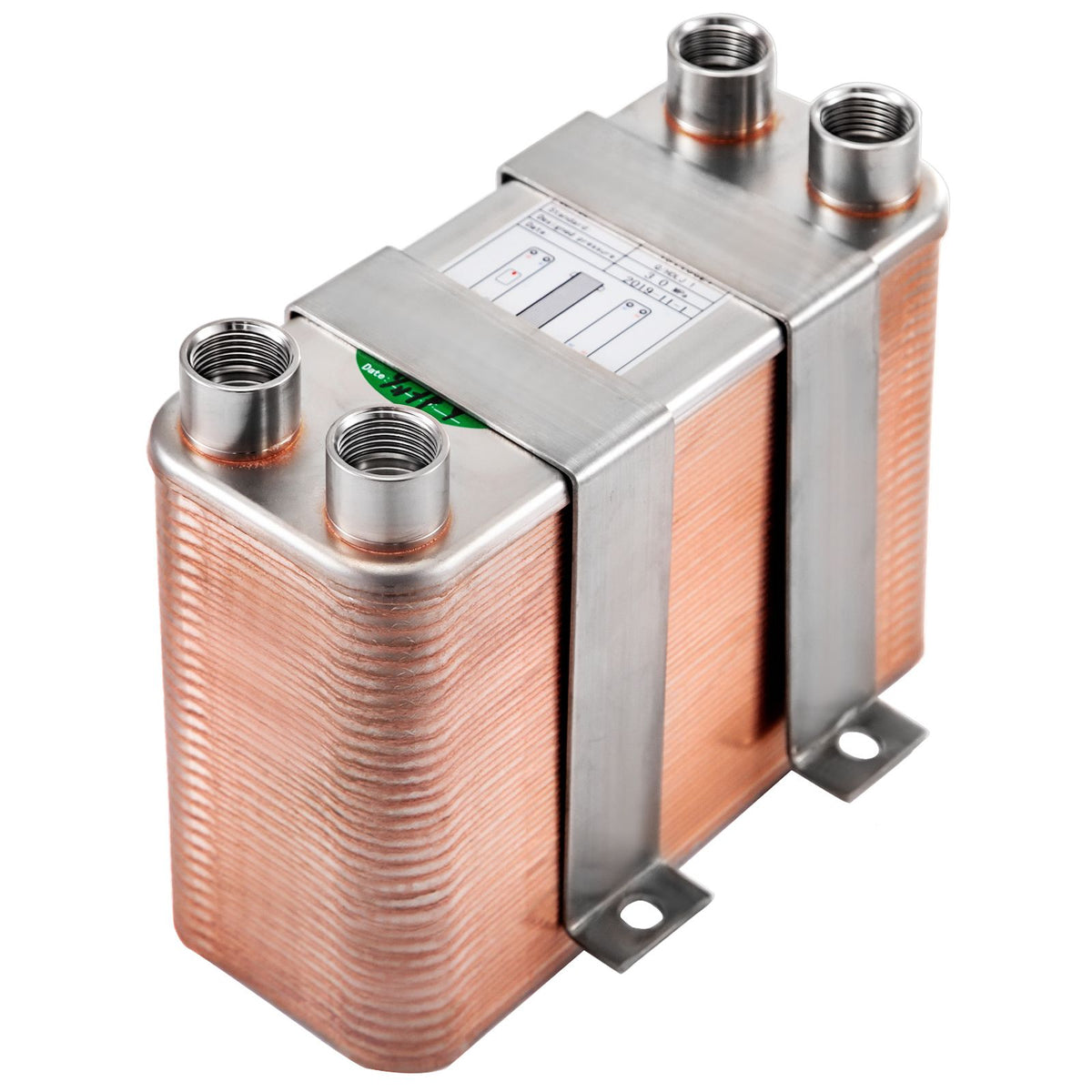 Heat Exchanger 3"x7.5" 60 Plates Brazed Plate Heat Exchanger 316L 1/2" BSP FPT Heat Exchanger EATB12 Beer Wort Chiller for Hydronic Heating
