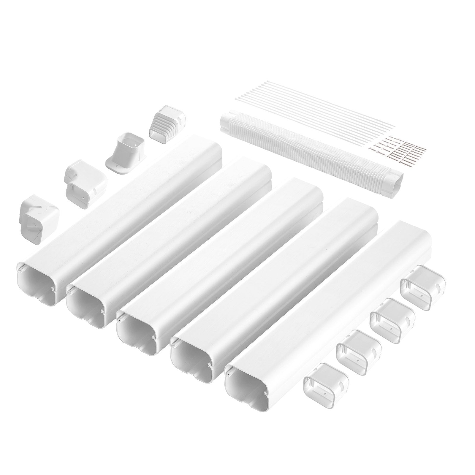 Automotive Repair & Speciality Tools: VEVOR Mini Split Line Set Cover 76.2mm W 3110mm L, PVC Decorative Pipe Line Cover For Air Conditioner with 5 Straight Ducts & Full Components Easy to Install, Paintable for Heat Pumps, White