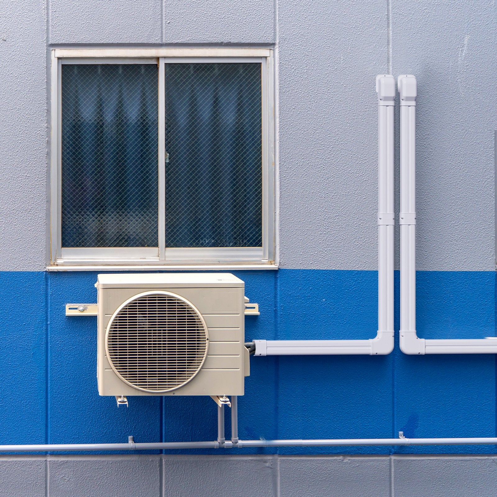 Air Compressors Accessories: VEVOR Mini Split Line Set Cover 76.2mm W 4830mm L, PVC Decorative Pipe Line Cover For Air Conditioner with 4 Straight Ducts & Full Components Easy to Install, Paintable for Heat Pumps, White