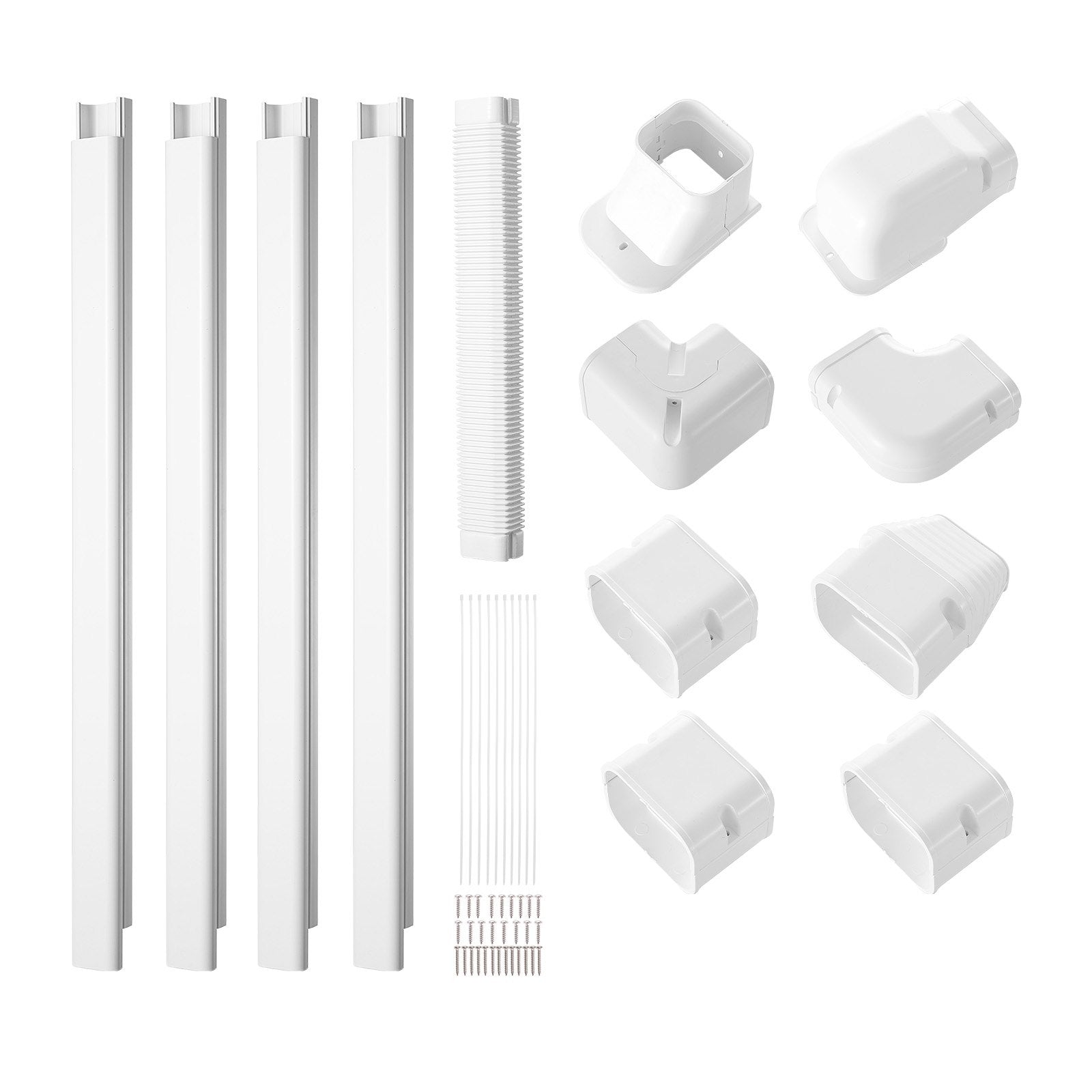Automotive Repair & Speciality Tools: VEVOR Mini Split Line Set Cover 76.2mm W 5350mm L, PVC Decorative Pipe Line Cover For Air Conditioner with 4 Straight Ducts & Full Components Easy to Install, Paintable for Heat Pumps, White