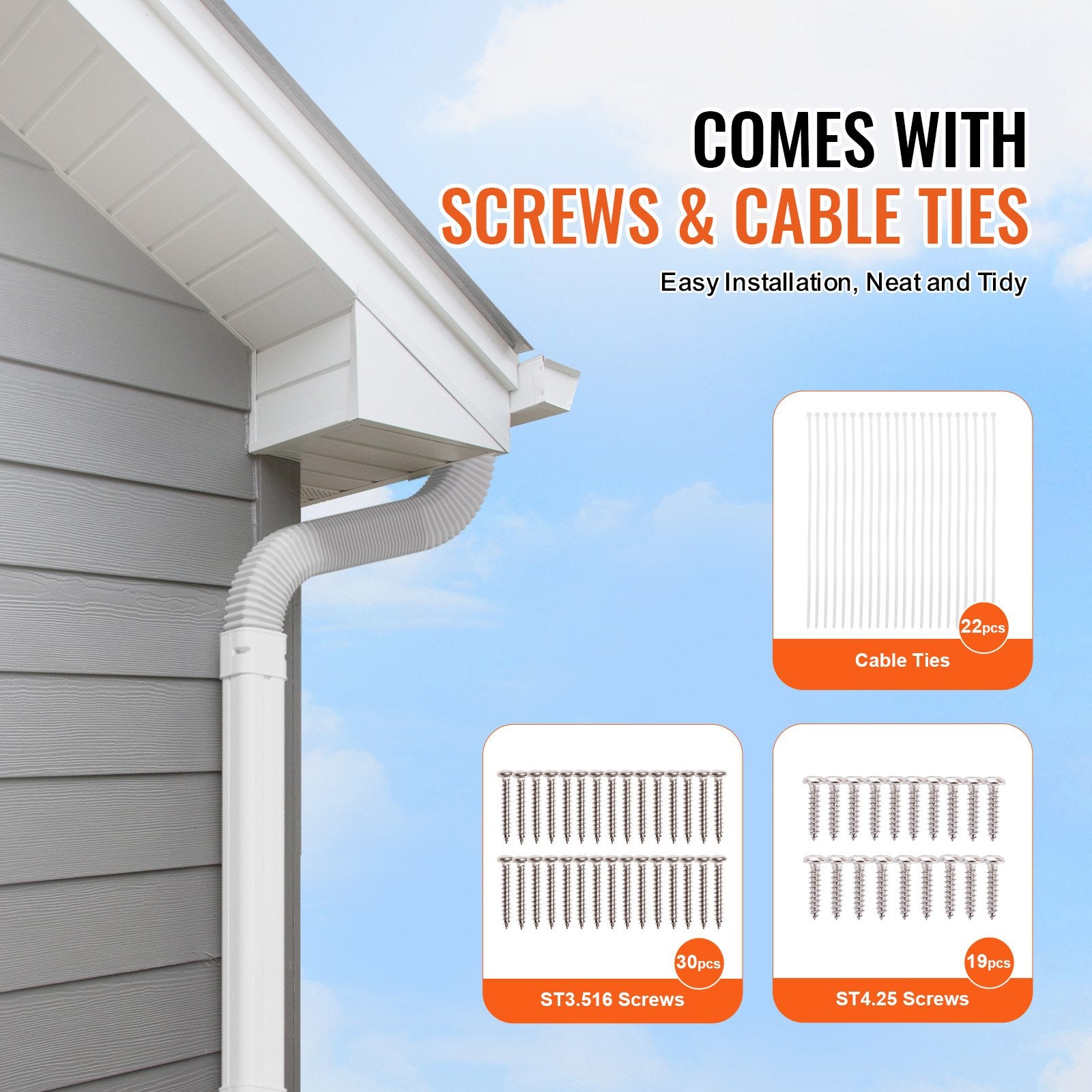 Air Compressors Accessories: VEVOR Mini Split Line Set Cover 76.2mm W 5400mm L, PVC Decorative Pipe Line Cover For Air Conditioner with 10 Straight Ducts & Full Components Easy to Install, Paintable for Heat Pumps, White