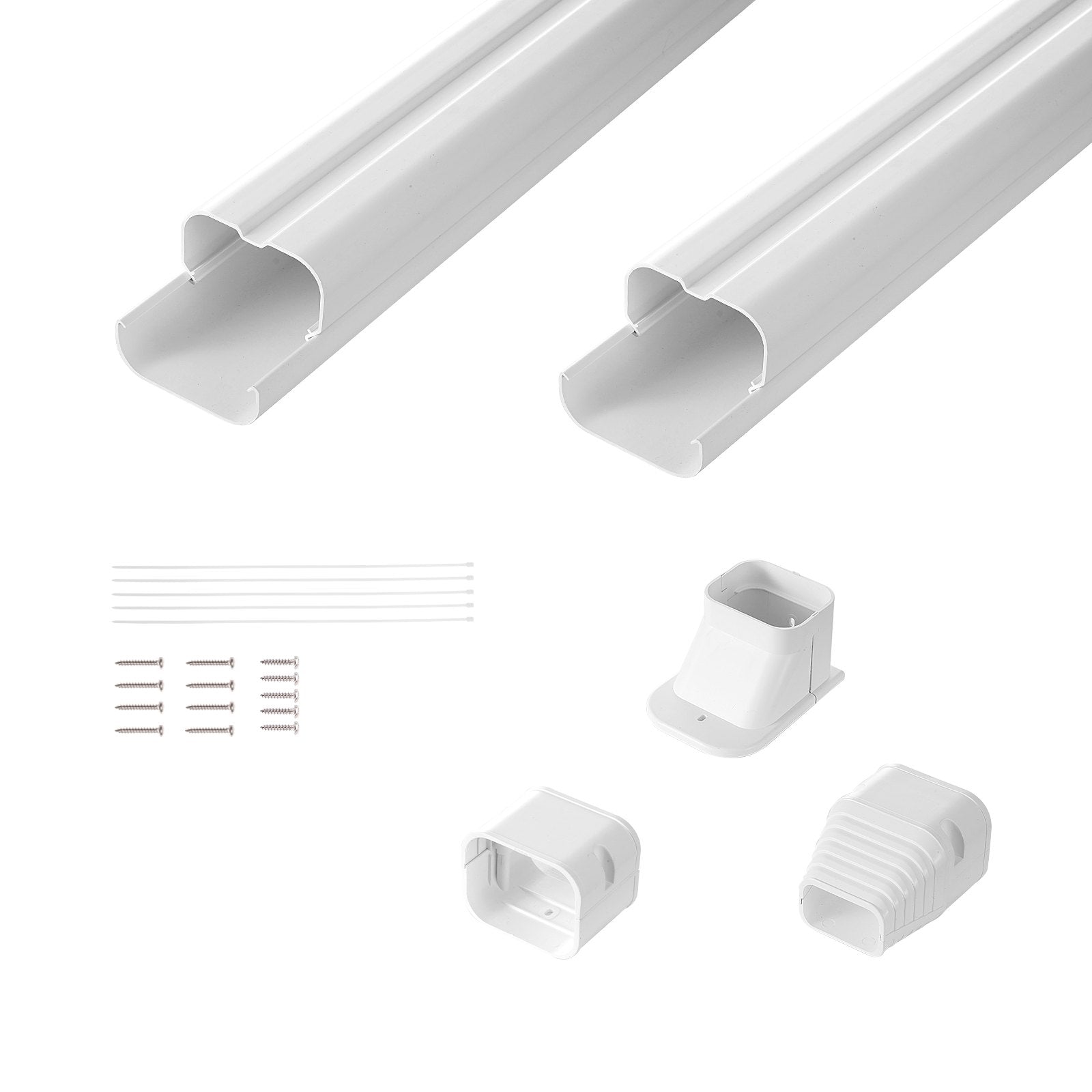 Automotive Repair & Speciality Tools: VEVOR Mini Split Line Set Cover 76.2mm W 2270mm L, PVC Decorative Pipe Line Cover For Air Conditioner with 2 Straight Ducts & Full Components Easy to Install, Paintable for Heat Pumps, White