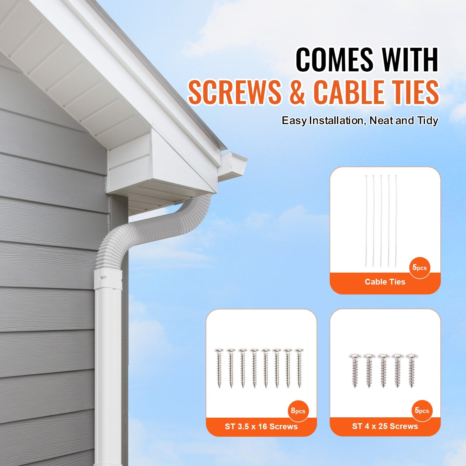 Automotive Repair & Speciality Tools: VEVOR Mini Split Line Set Cover 76.2mm W 2270mm L, PVC Decorative Pipe Line Cover For Air Conditioner with 2 Straight Ducts & Full Components Easy to Install, Paintable for Heat Pumps, White
