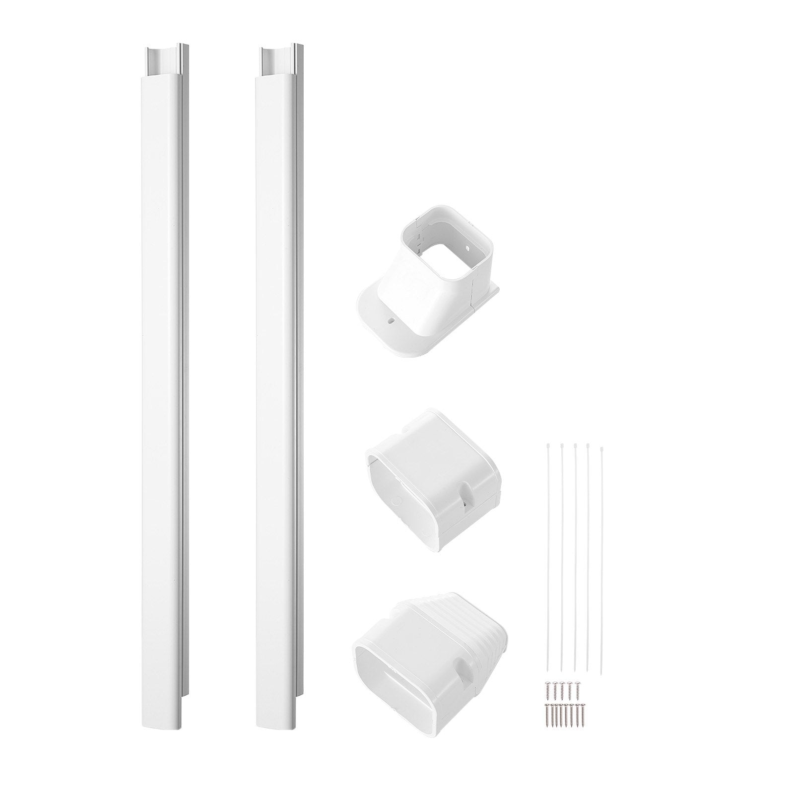 Automotive Repair & Speciality Tools: VEVOR Mini Split Line Set Cover 76.2mm W 2270mm L, PVC Decorative Pipe Line Cover For Air Conditioner with 2 Straight Ducts & Full Components Easy to Install, Paintable for Heat Pumps, White