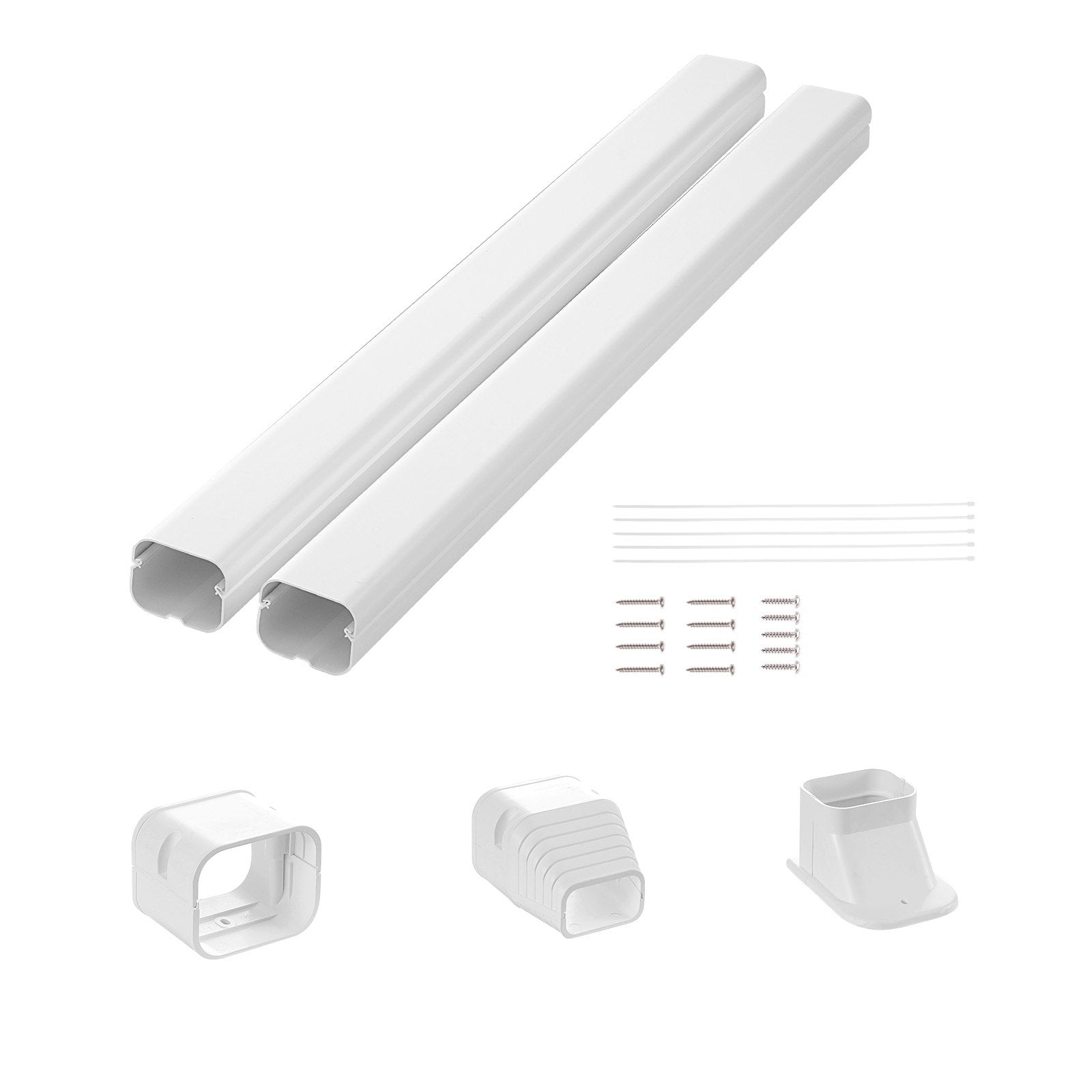 Automotive Repair & Speciality Tools: VEVOR Mini Split Line Set Cover 76.2mm W 2270mm L, PVC Decorative Pipe Line Cover For Air Conditioner with 2 Straight Ducts & Full Components Easy to Install, Paintable for Heat Pumps, White