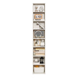 VEVOR 8-Tier Narrow Bookshelf 180cm Wooden Open Bookcase Adjustable Shelf White