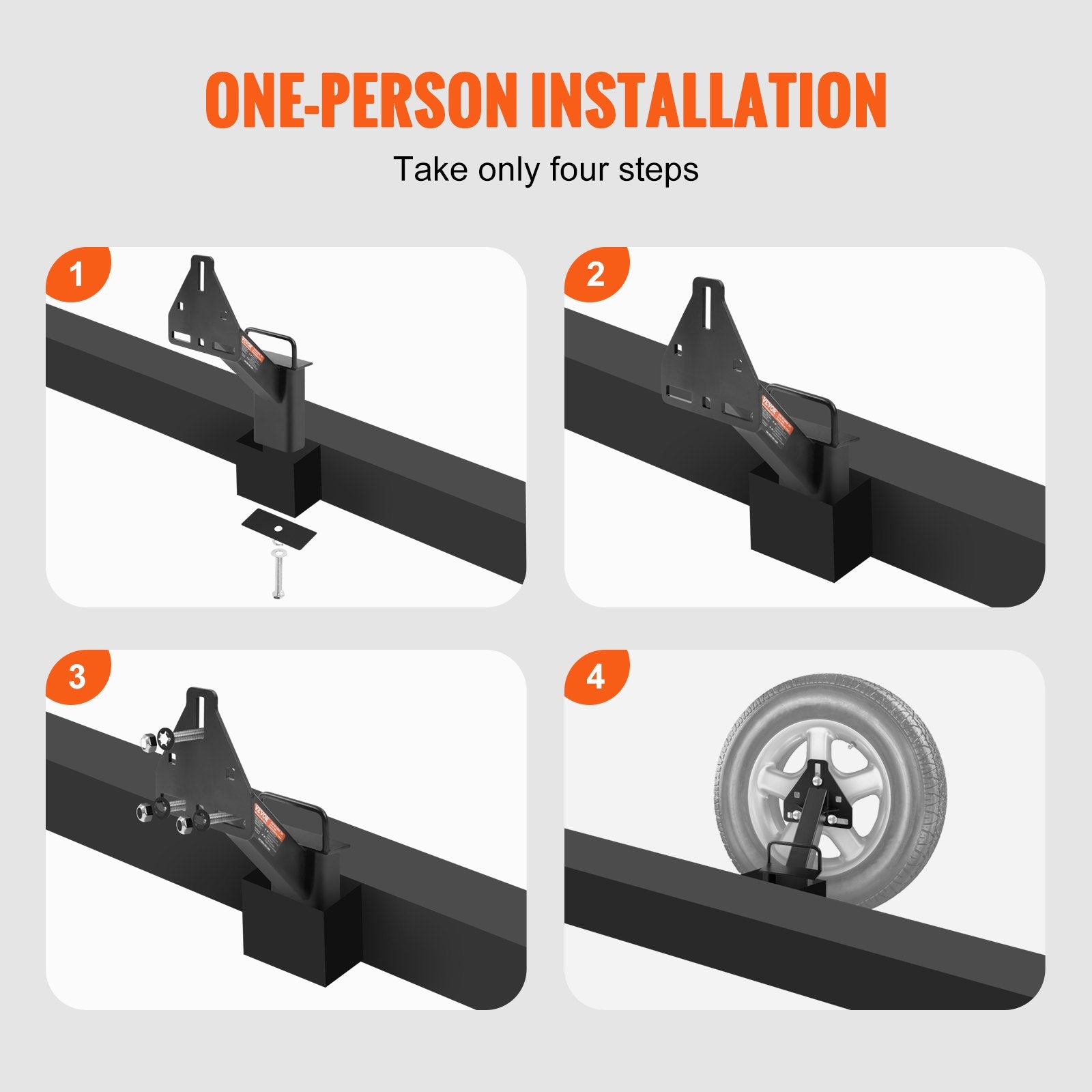 Bicycle Stands & Storage: VEVOR Spare Tire Carrier, Trailer Spare Tire Mount, 160 lbs Capacity, Utility Trailer Accessories Fits Most 4 & 5 & 6 & 8 Lugs Wheels on 4", 4.25", 4.5", 4.75", 5", 5.5", 6", 6.5" Bolt Patterns