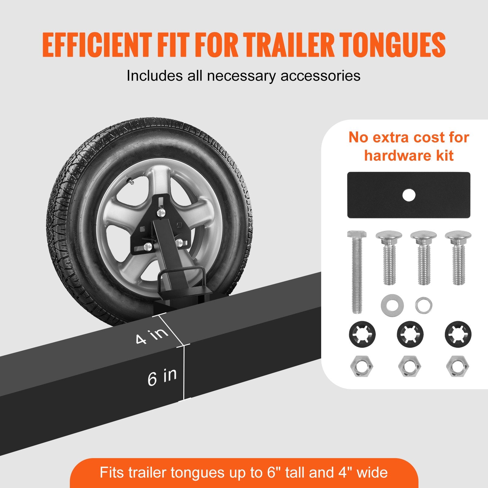 Bicycle Stands & Storage: VEVOR Spare Tire Carrier, Trailer Spare Tire Mount, 160 lbs Capacity, Utility Trailer Accessories Fits Most 4 & 5 & 6 & 8 Lugs Wheels on 4", 4.25", 4.5", 4.75", 5", 5.5", 6", 6.5" Bolt Patterns