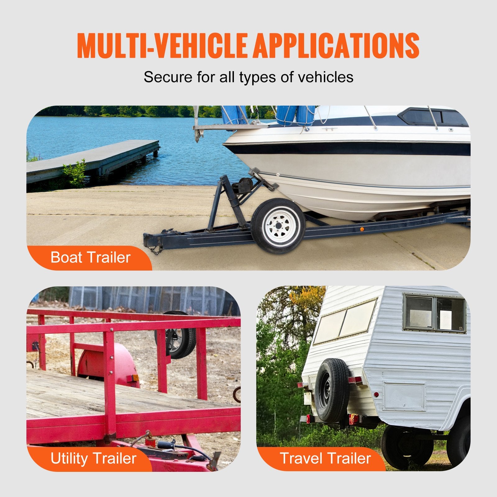 Bicycle Stands & Storage: VEVOR Spare Tire Carrier, Trailer Spare Tire Mount, 160 lbs Capacity, Utility Trailer Accessories Fits Most 4 & 5 & 6 & 8 Lugs Wheels on 4", 4.25", 4.5", 4.75", 5", 5.5", 6", 6.5" Bolt Patterns