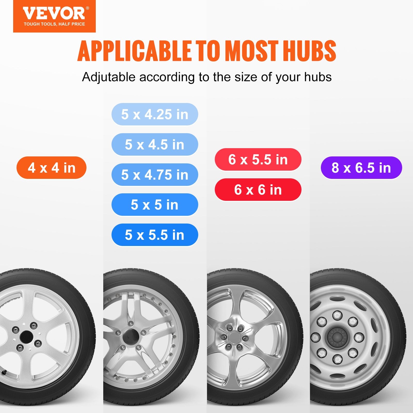 Bicycle Stands & Storage: VEVOR Spare Tire Carrier, Trailer Spare Tire Mount, 160 lbs Capacity, Utility Trailer Accessories Fits Most 4 & 5 & 6 & 8 Lugs Wheels on 4", 4.25", 4.5", 4.75", 5", 5.5", 6", 6.5" Bolt Patterns