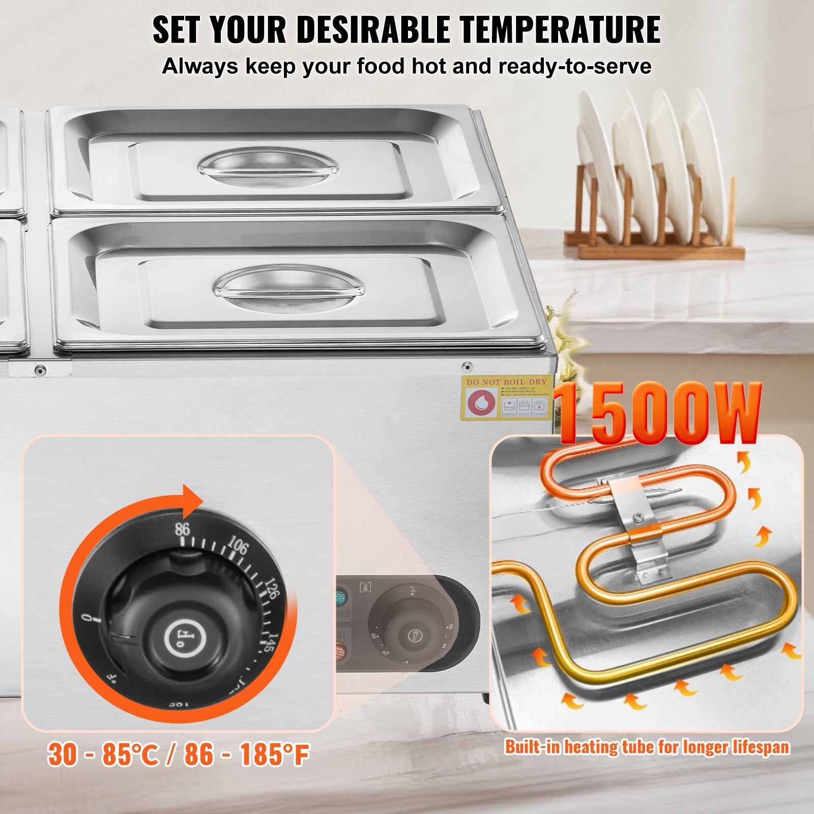 Commercial Electric Food Warmer Countertop Buffet 4*12 Qt Pan Bain Marie