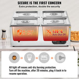 Food Warmers & Chafing Dishes: VEVOR Commercial Electric Food Warmer Countertop Buffet 4*12 Qt Pan Bain Marie